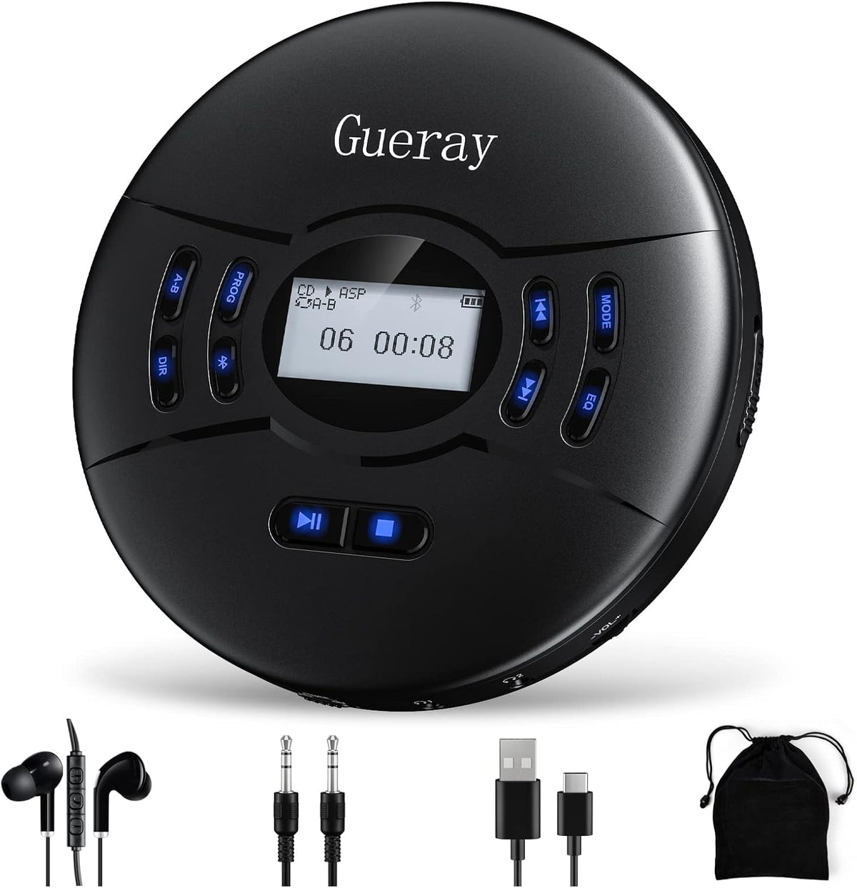 Portable CD Player with Bluetooth Rechargeable Battery E27545