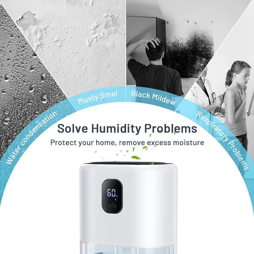 1000ml Portable Dehumidifier, Auto Defrost, Ultra Quiet, Auto Power Off, White V781941