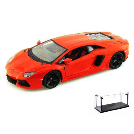 1/18 Scale Orange Diecast Car & LED Display Case Package Q814634