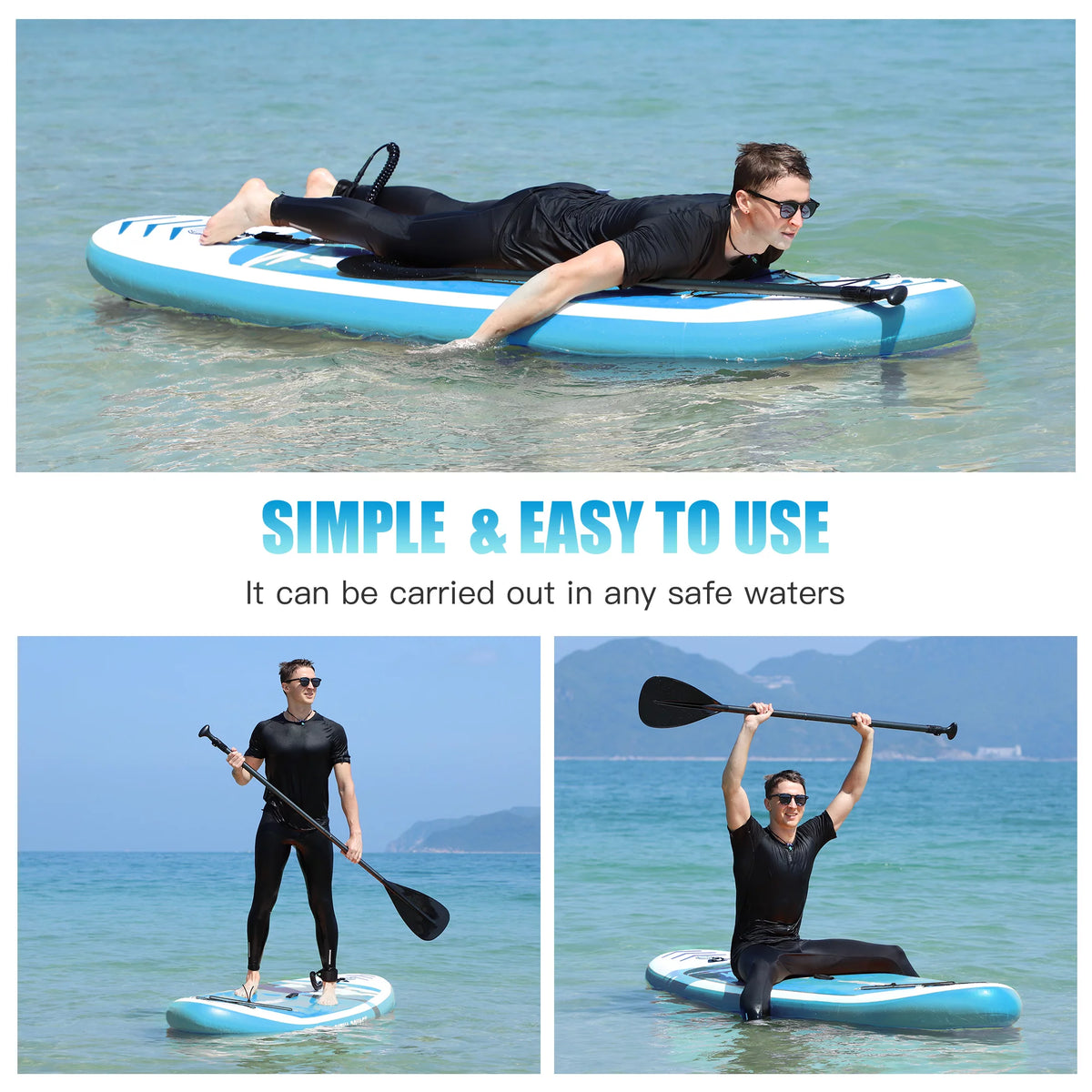 10' Inflatable Stand Up Paddle Board with 3 Fins H14350