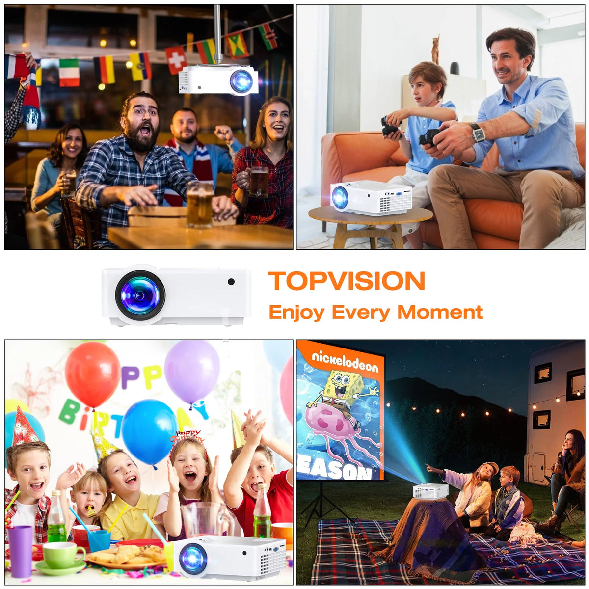 1080P HD Portable Mini Projector with 100 Projector Screen M9236