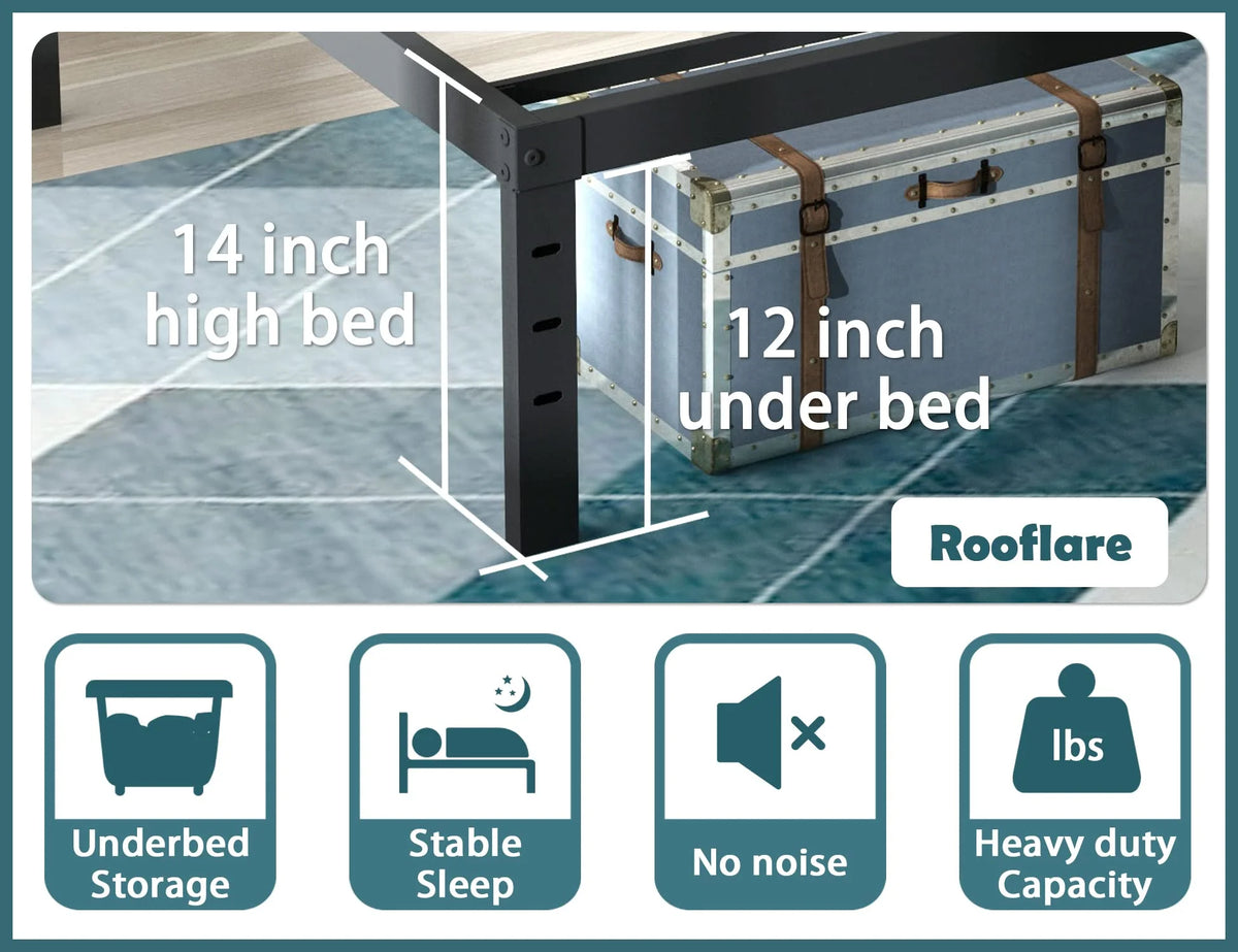 14'' Heavy Duty Full Metal Platform Bed Frame P542900