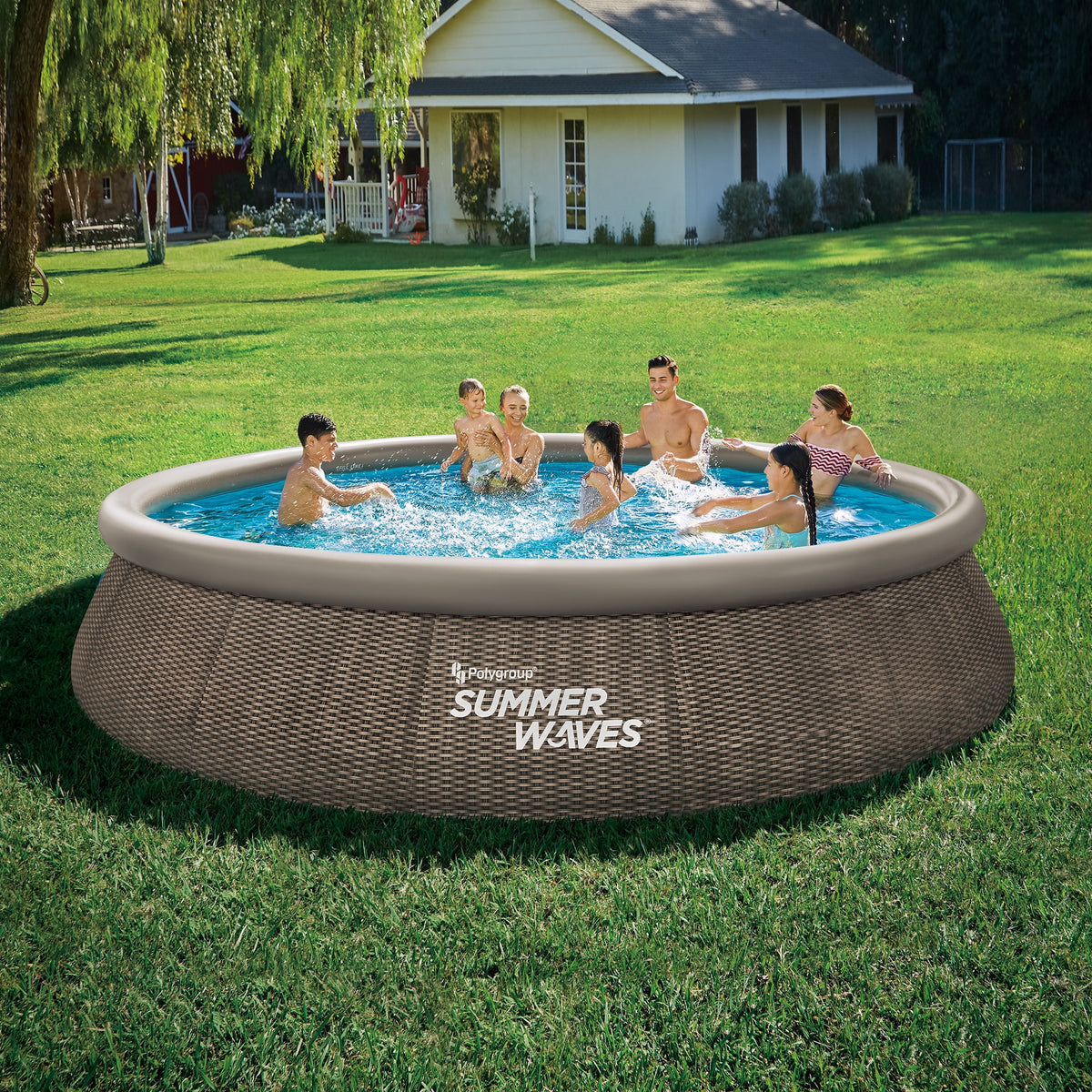 15 ft Round Dark Double Rattan Pool X278199