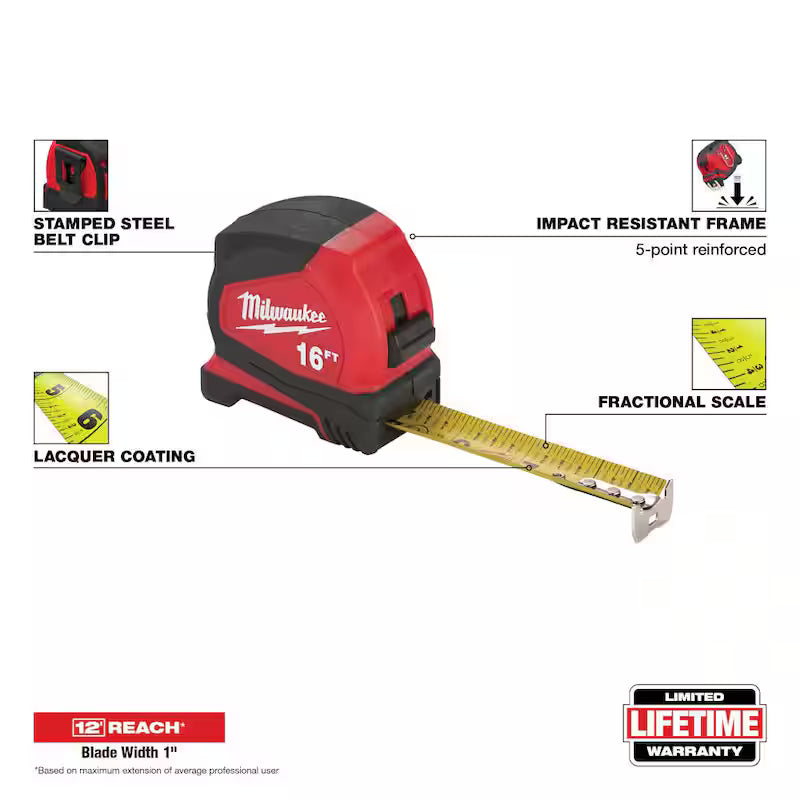 16 ft. SAE Tape Measure with Fractional Scale B3324