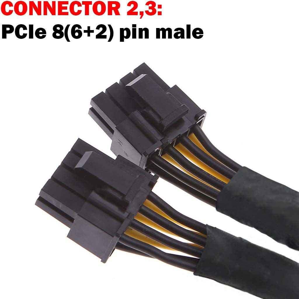 16 AWG PCI-e 8 Pin Female to Dual 8(6+2) Pin Male Splitter Cable 12-inches (4 Pack) J518151