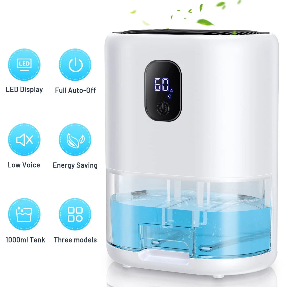 1000ml Portable Dehumidifier, Auto Defrost, Ultra Quiet, Auto Power Off, White V781941