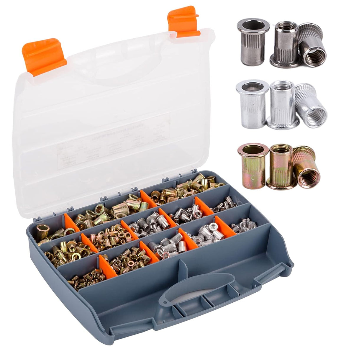 1010pcs Metric Rivet Nut Kit M3-M12 Stainless Steel with Case L406089