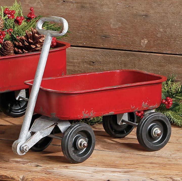 14.5x22 Rustic Red Iron Wagon Decoration A844893