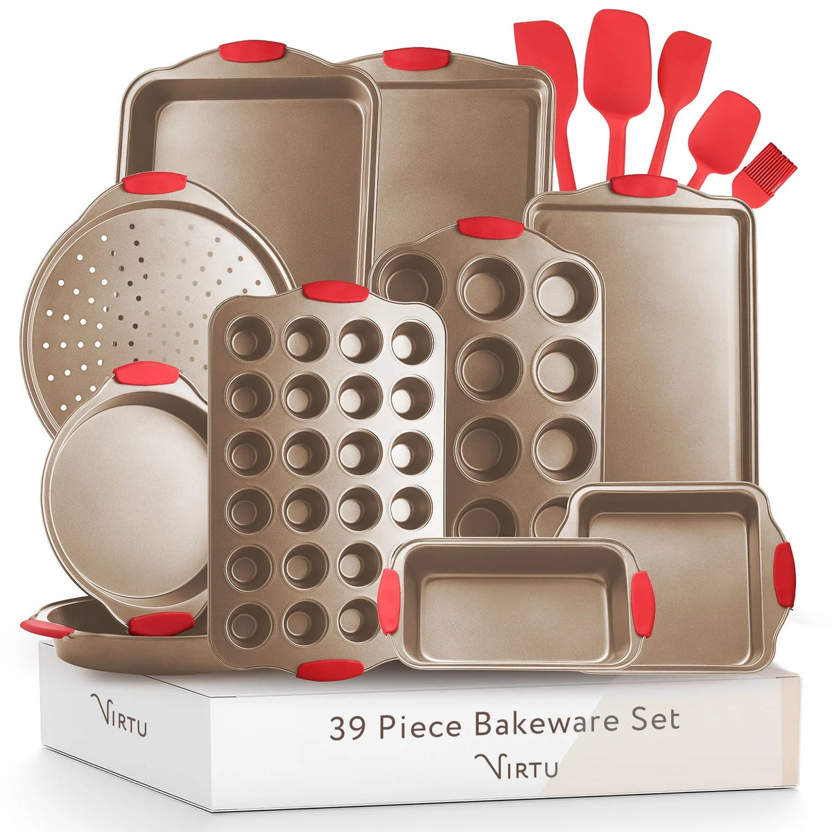 15 PC Nonstick Carbon Steel Bakeware Set with Silicone Handles J412