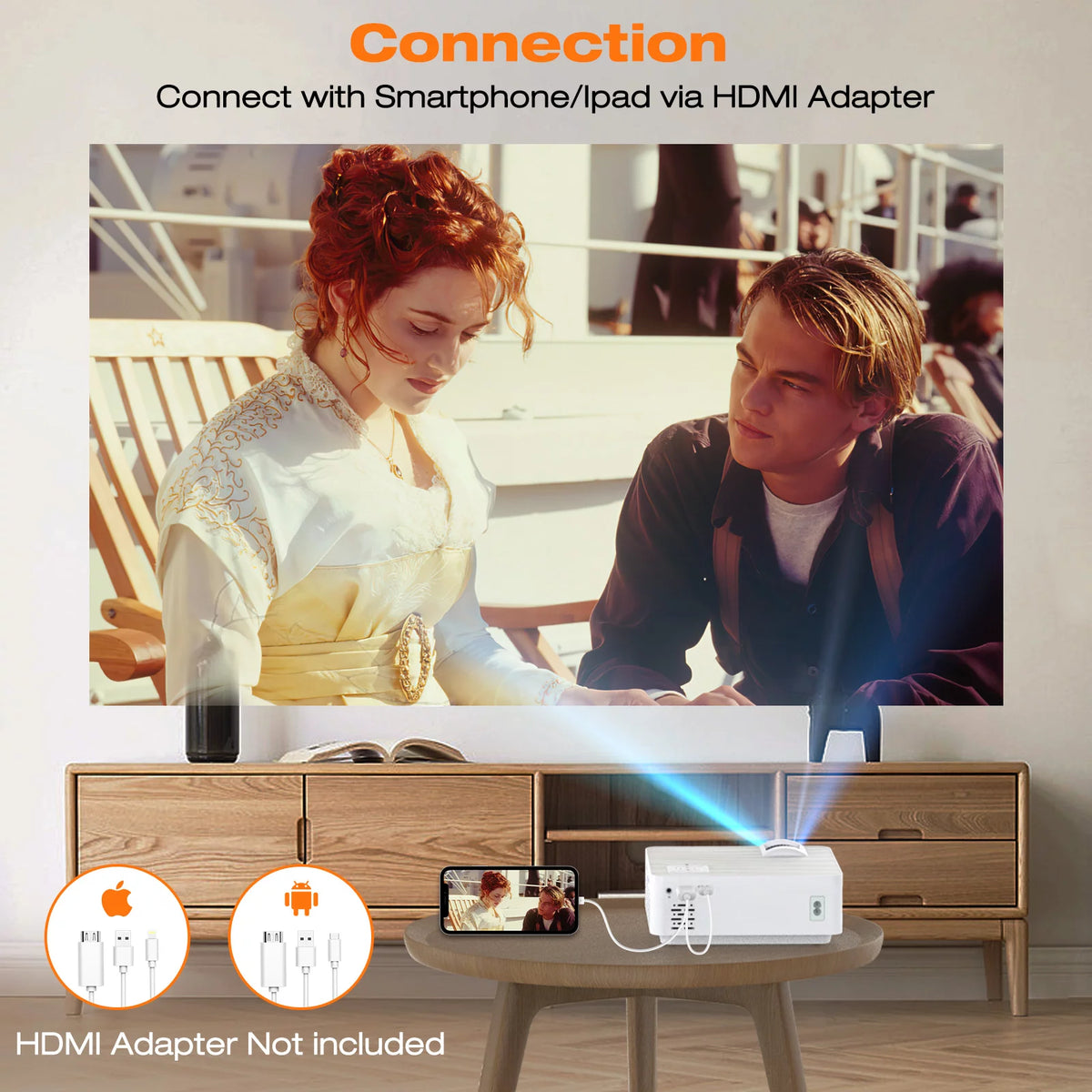 1080P HD Portable Mini Projector with 100 Projector Screen M9236