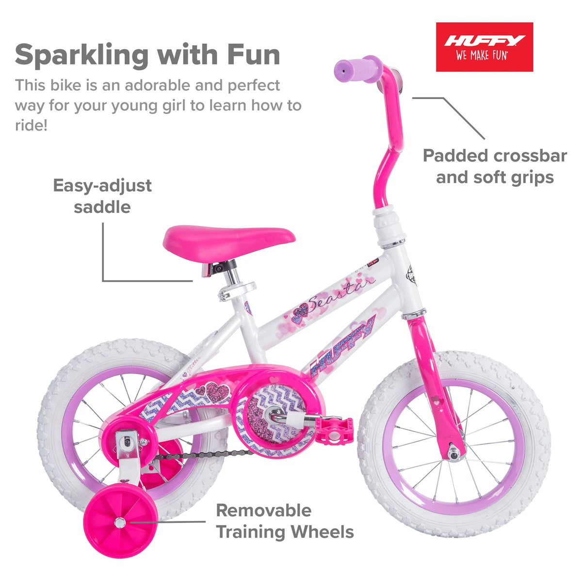 12 in. White Kids Bike B8809