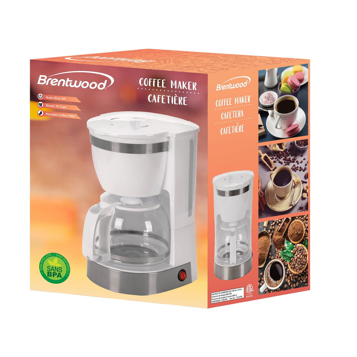 10 Cup 800 Watt Coffee Maker in White R76732