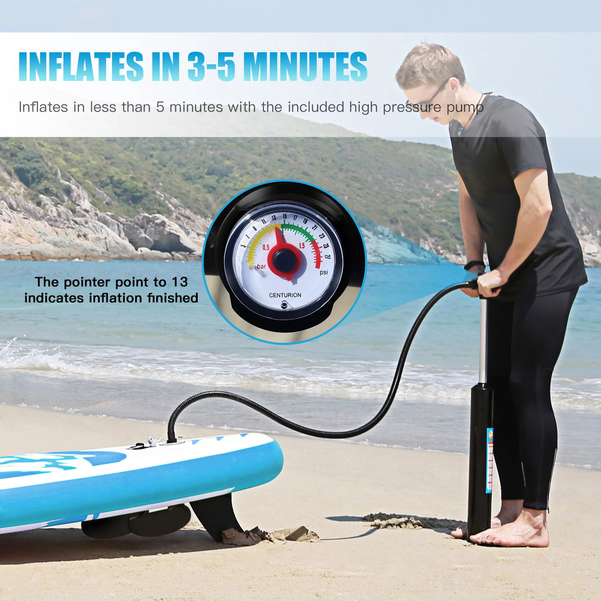 10' Inflatable Stand Up Paddle Board with 3 Fins H14350