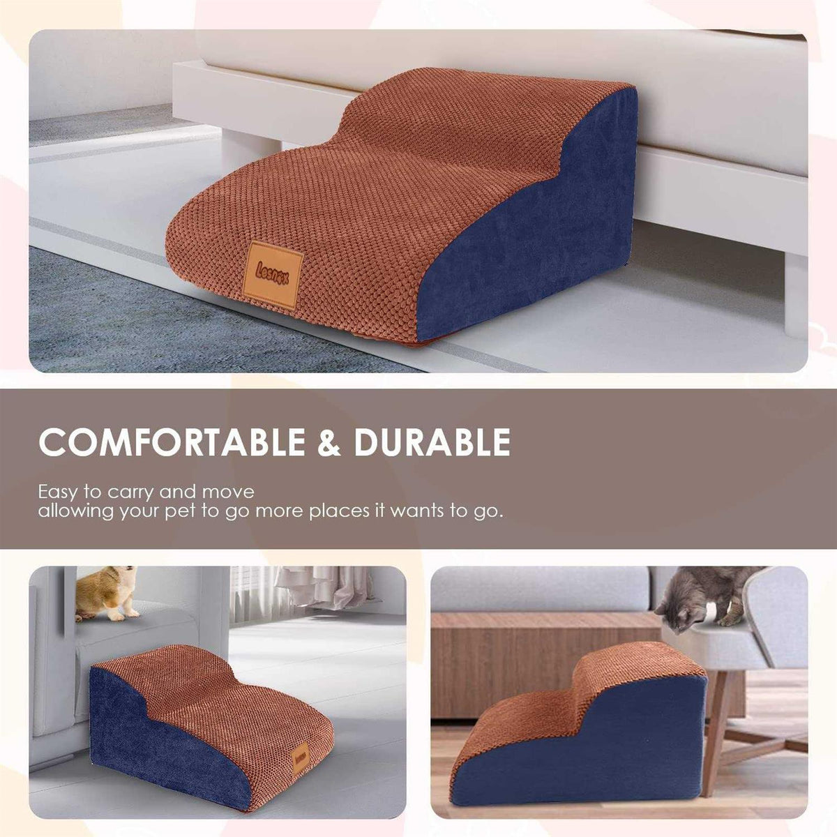 2-Step 30D Foam Pet Stairs with Waterproof Cover L46085
