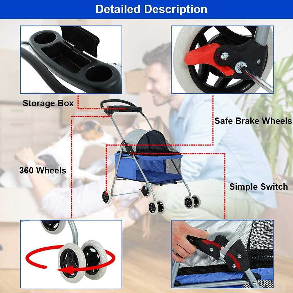Folding Pet Stroller with Cup Holder C307280