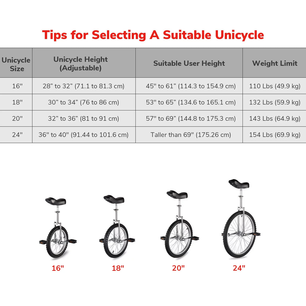 16 In Wheel Outdoor Unicycle Adjustable Seat G83496