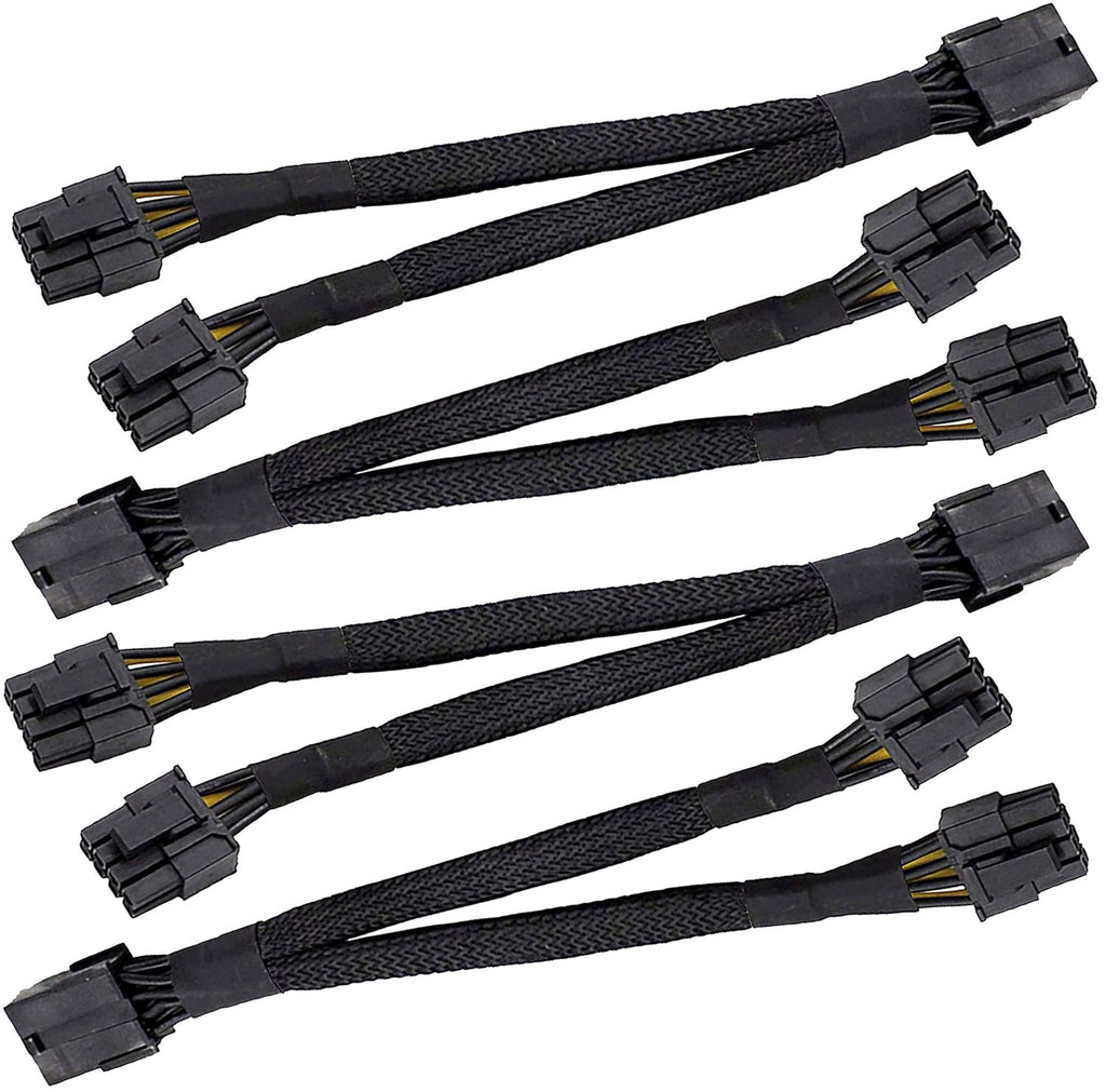 16 AWG PCI-e 8 Pin Female to Dual 8(6+2) Pin Male Splitter Cable 12-inches (4 Pack) J518151