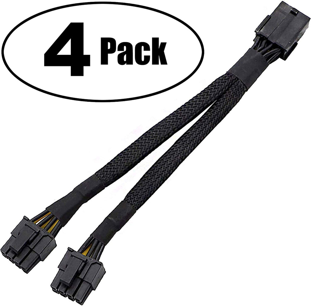 16 AWG PCI-e 8 Pin Female to Dual 8(6+2) Pin Male Splitter Cable 12-inches (4 Pack) J518151