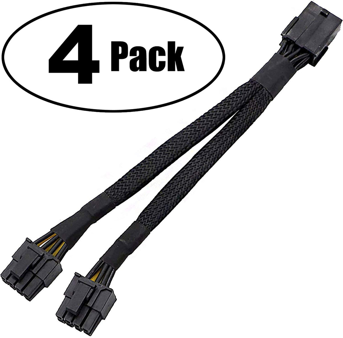 16 AWG PCI-e 8 Pin Female to Dual 8(6+2) Pin Male Splitter Cable 12-inches (4 Pack) J518151