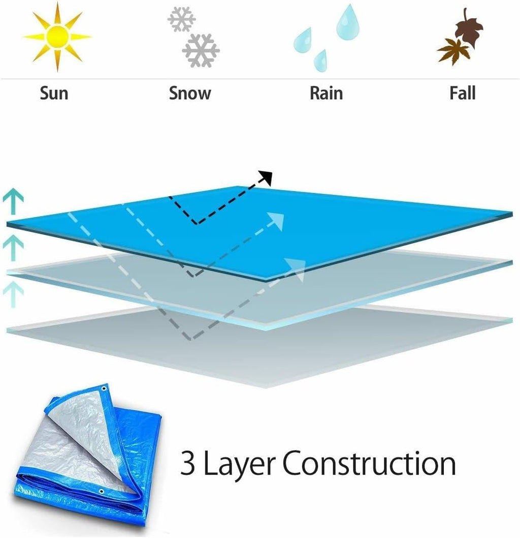 10' x 20' Water Resistant Reversible Blue/Silver Medium Duty Tarp L20830