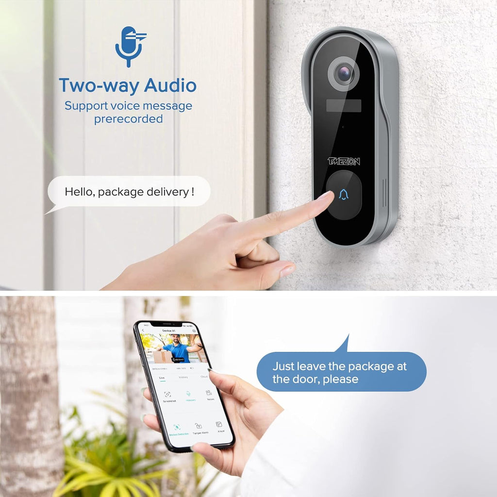 1080P HD WiFi Wireless Video Doorbell Camera with Chime D604033
