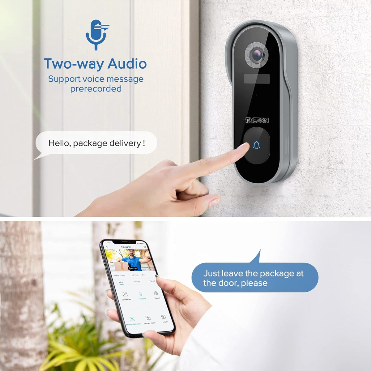 1080P HD WiFi Wireless Video Doorbell Camera with Chime D604033