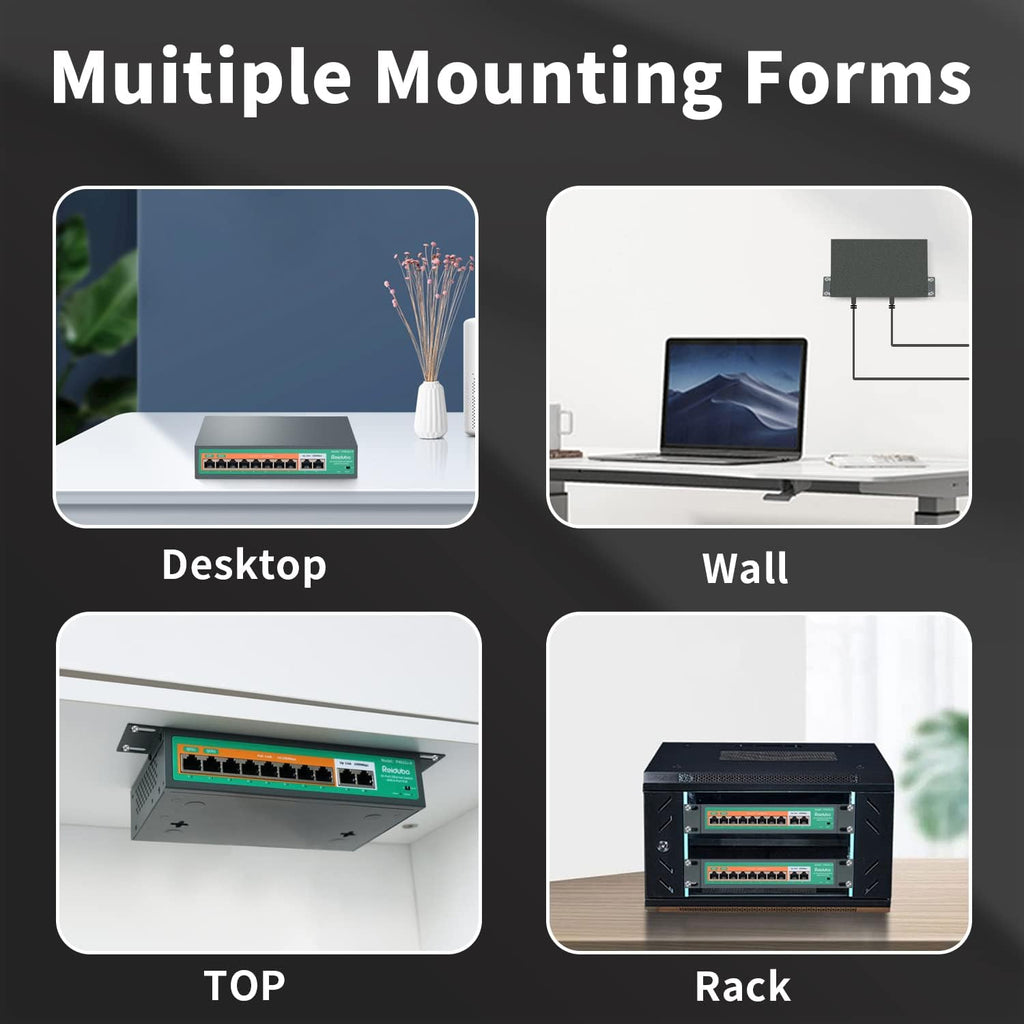 10 Port PoE Ethernet Switch with 8 Port PoE 100Mbps X878