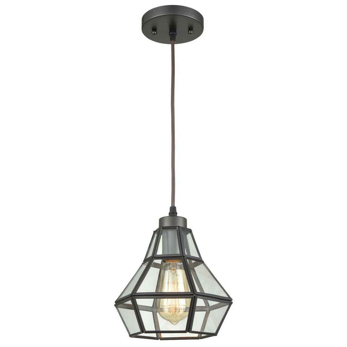 1 Light 8 inch Oil Rubbed Bronze Pendant Ceiling Light V41172
