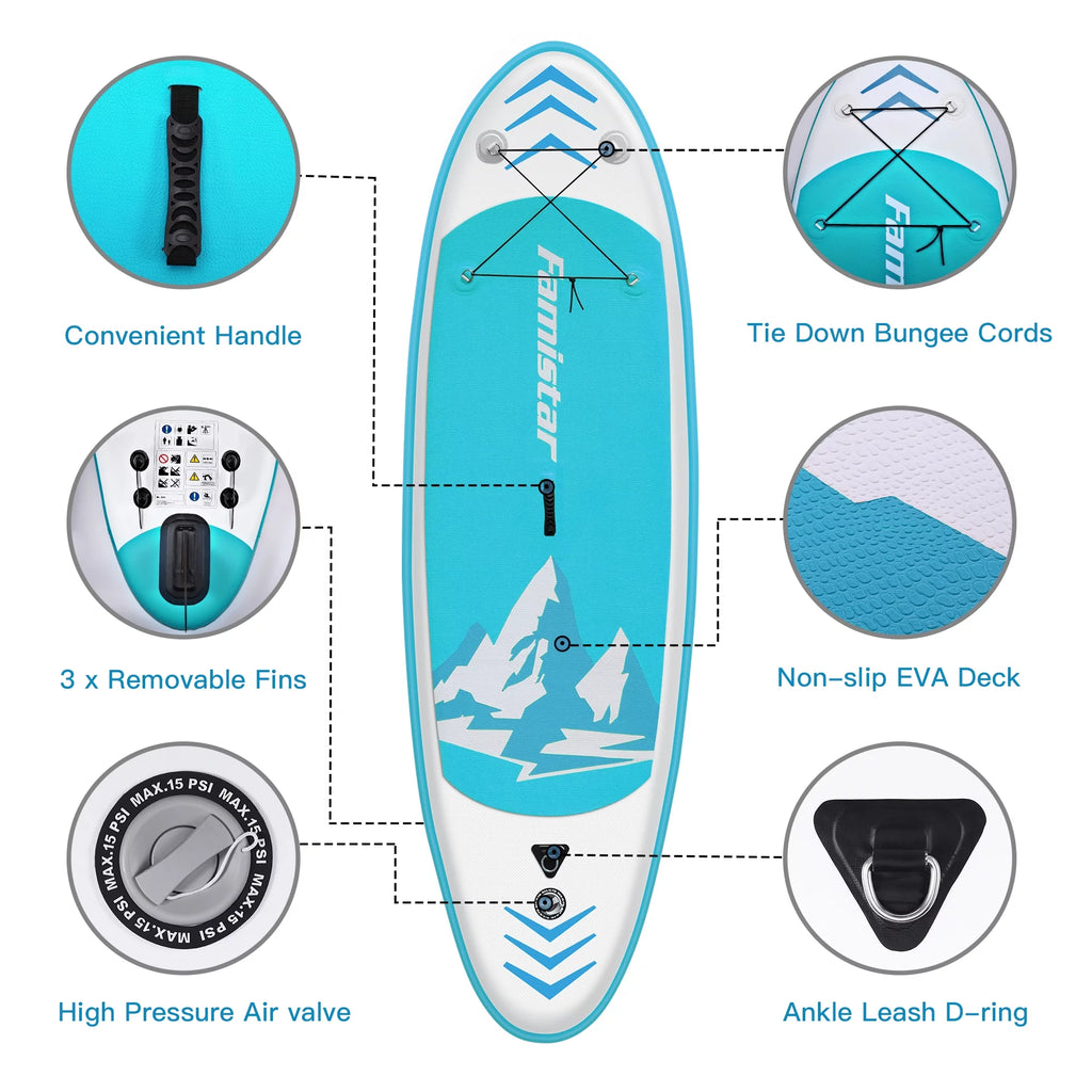 10' Inflatable Stand Up Paddle Board with 3 Fins H14350