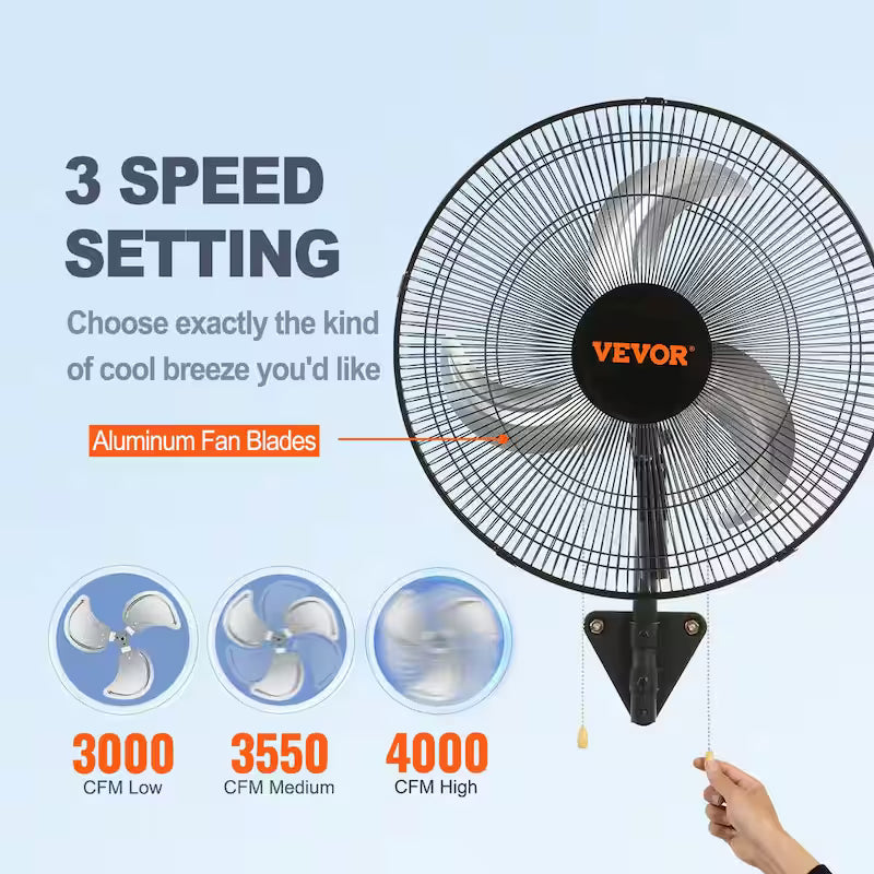 18 in. 3-speed Oscillating Wall Fan D959170