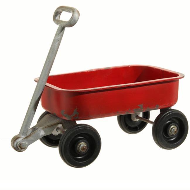 14.5x22 Rustic Red Iron Wagon Decoration A844893