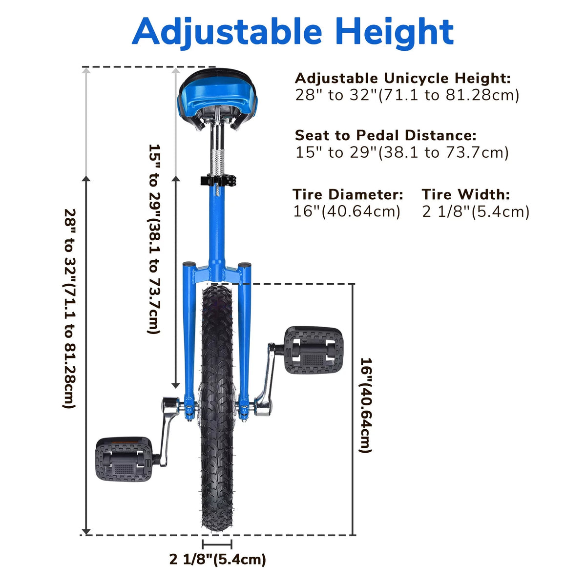 16 In Wheel Outdoor Unicycle Adjustable Seat G83496