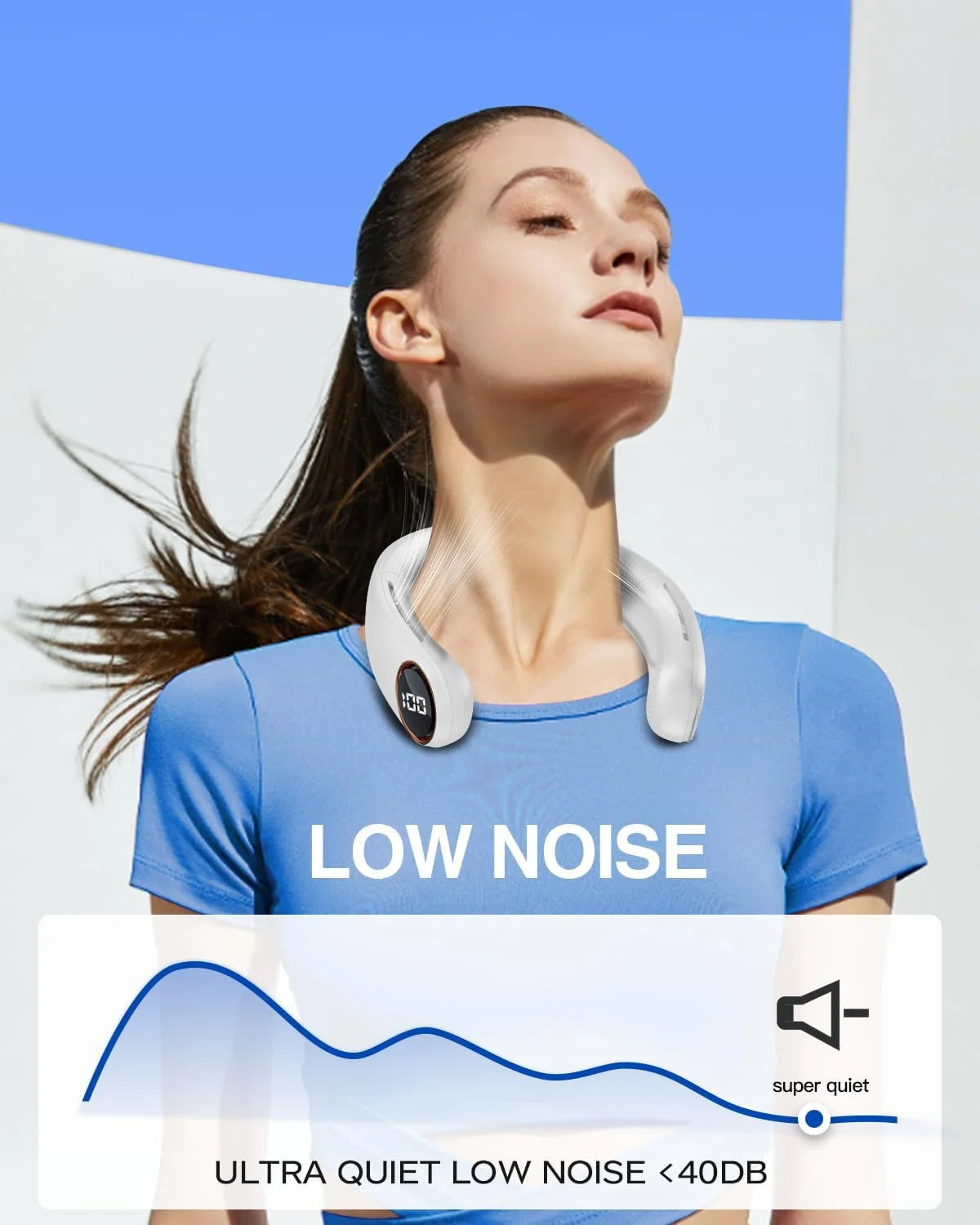 Portable Neck Fan 5200mAh Bladeless Blue H8401