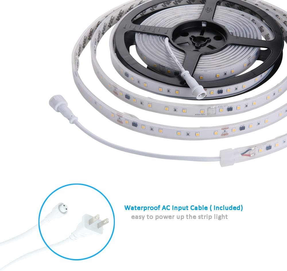 120V Dimmable Waterproof IP65 Cool White 6000K LED Strip Light T282802