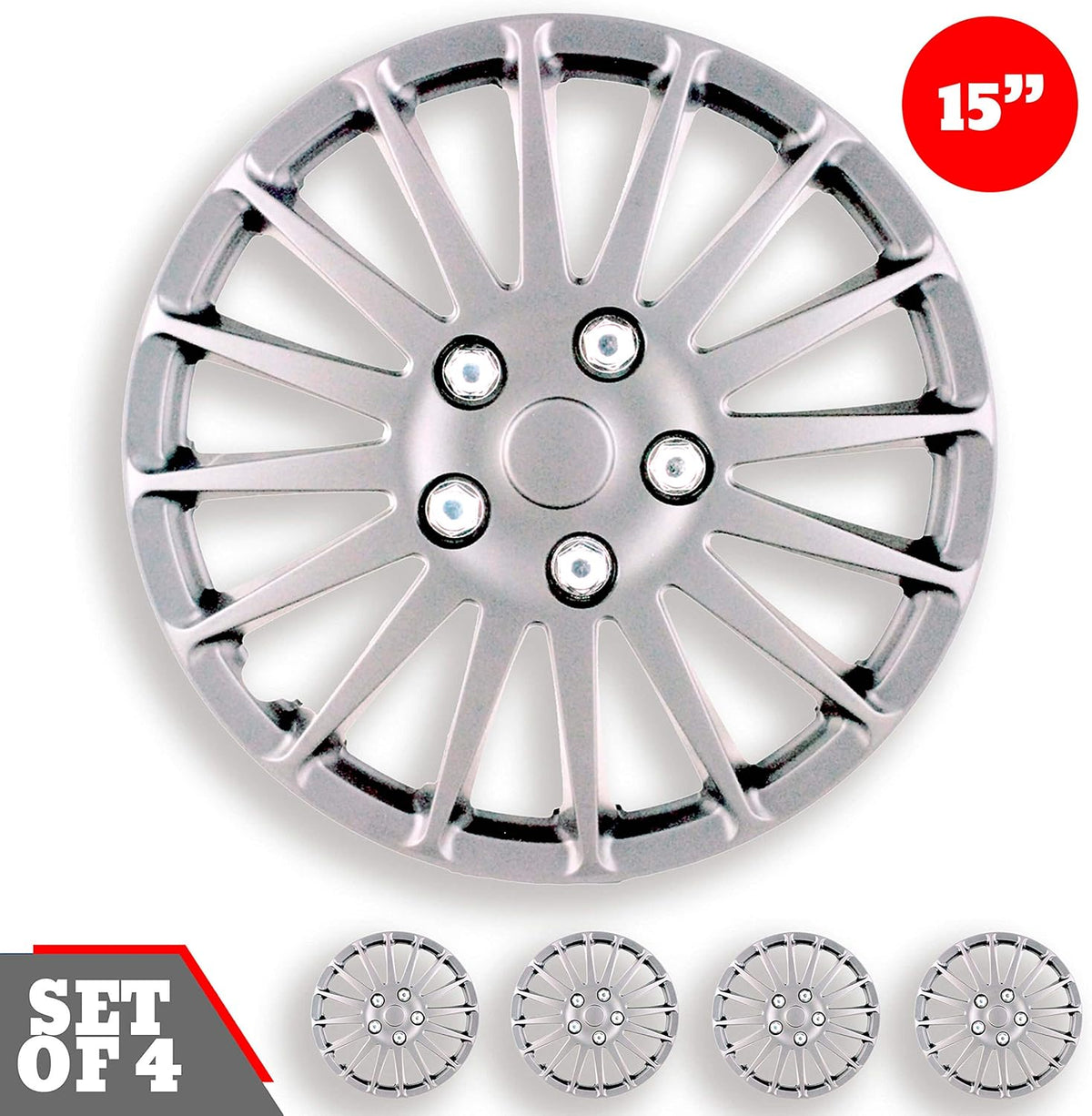 15-Inch Set of 4 Silver Hub Caps E75166