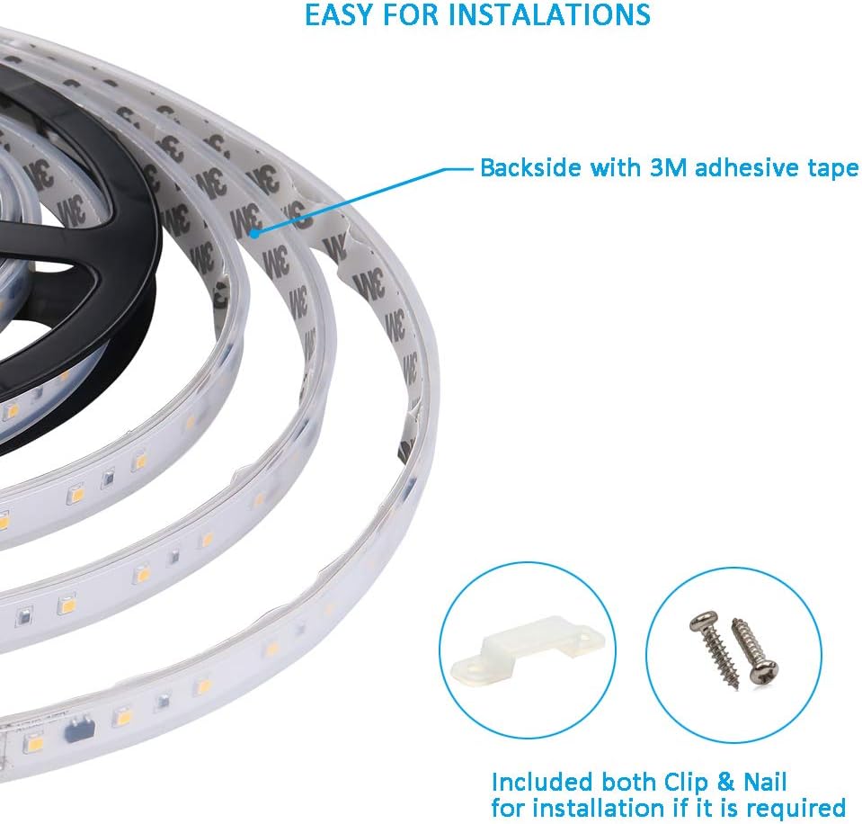 120V Dimmable Waterproof IP65 Cool White 6000K LED Strip Light T282802