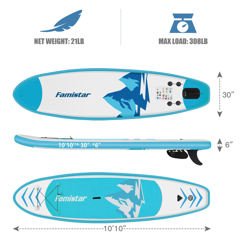 10' Inflatable Stand Up Paddle Board with 3 Fins H14350