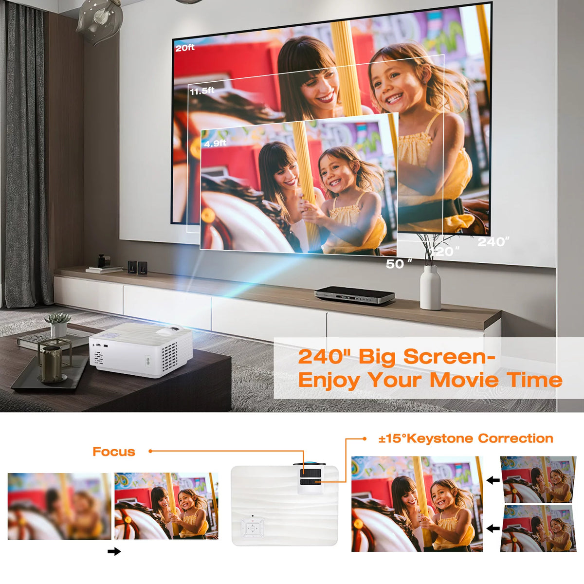 1080P HD Portable Mini Projector with 100 Projector Screen M9236