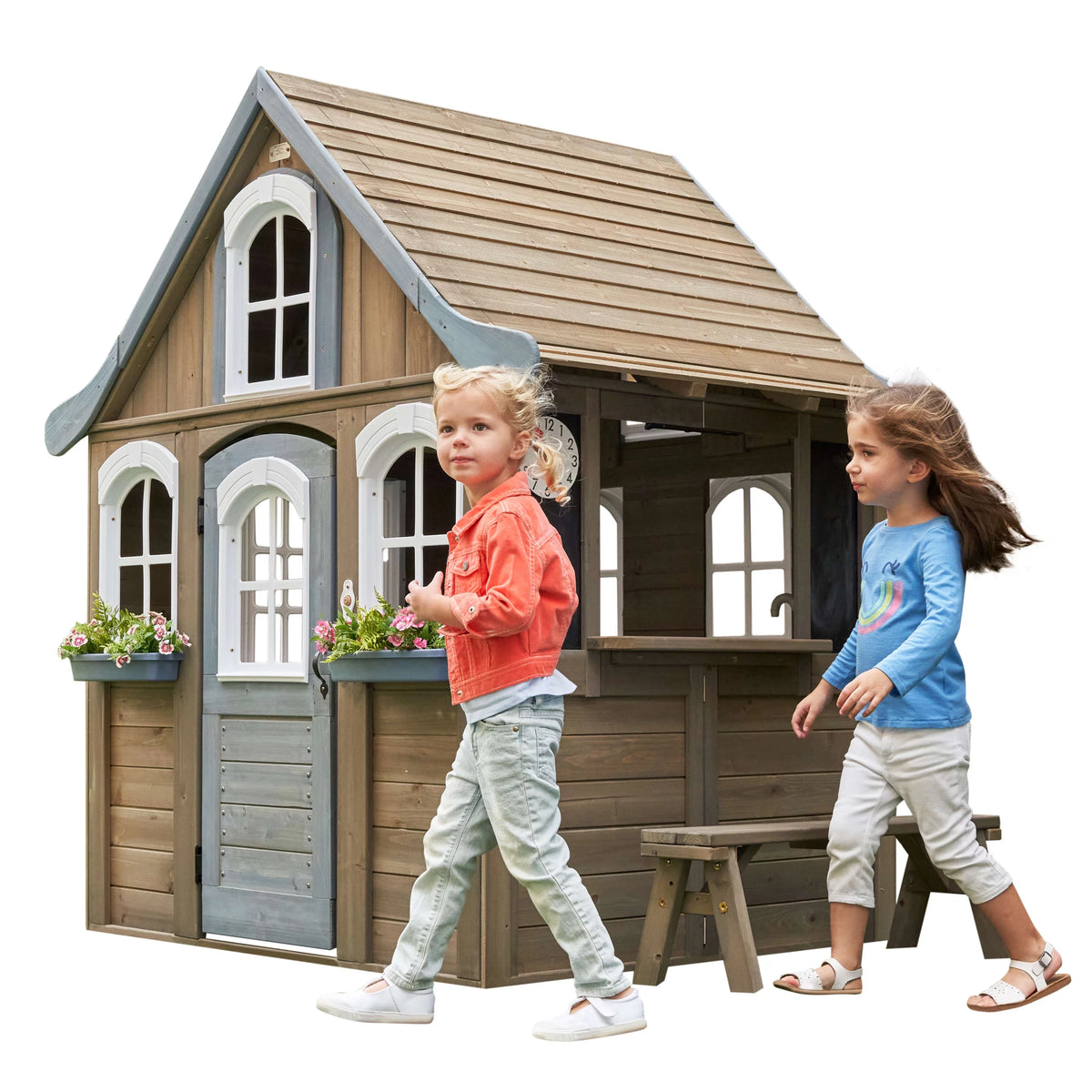 Wooden Outdoor Playhouse with Kitchen W129