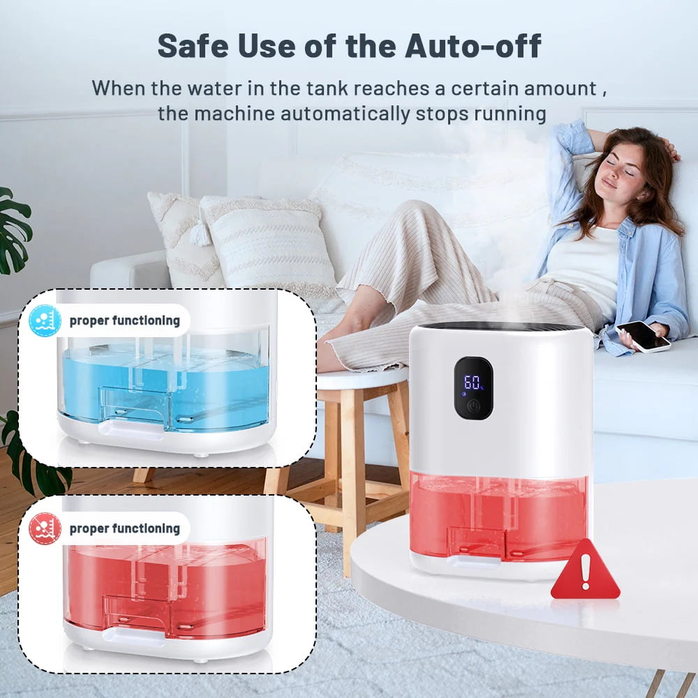 1000ml Portable Dehumidifier, Auto Defrost, Ultra Quiet, Auto Power Off, White V781941