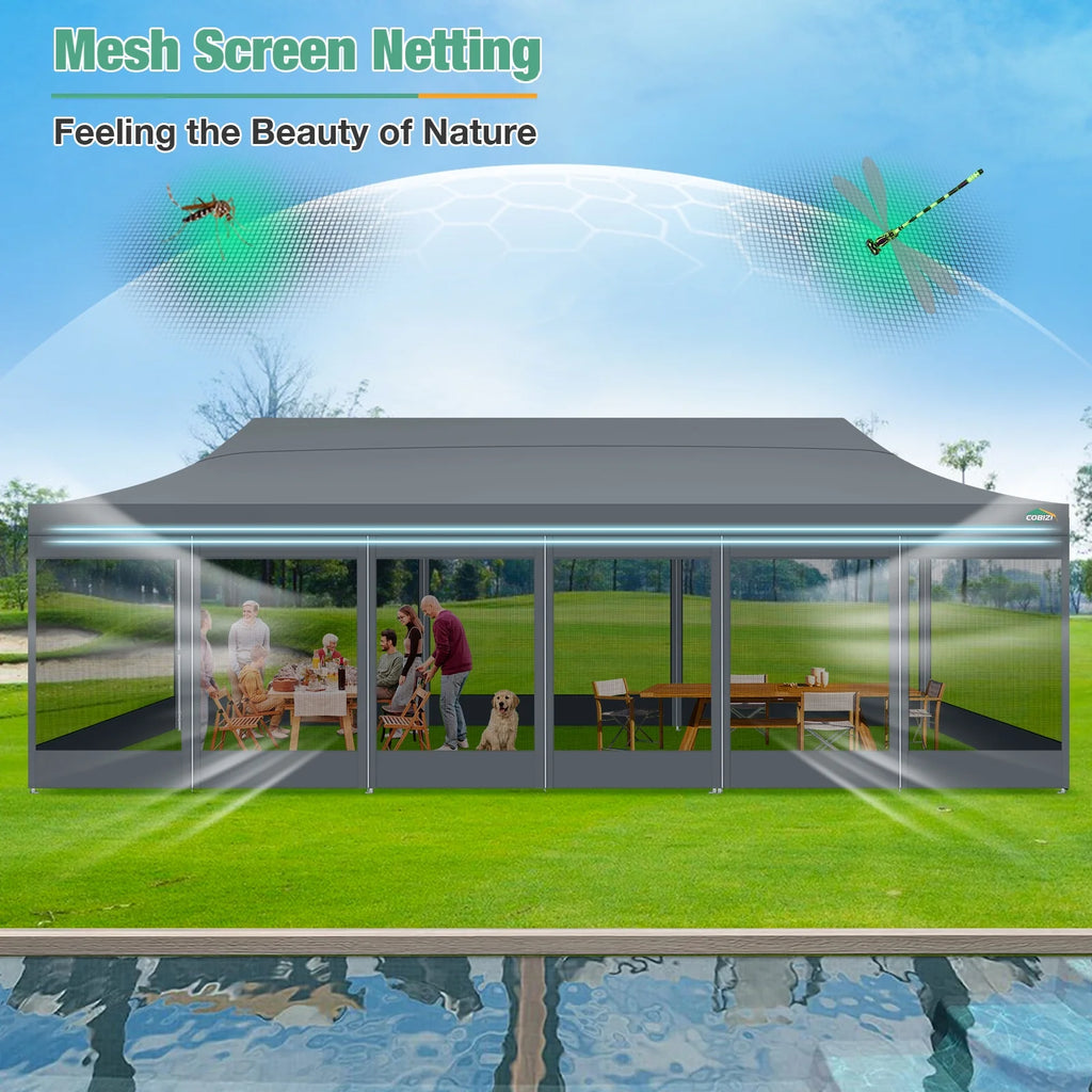 10x15 Heavy Duty Pop up Canopy Tent with Netting and Sidewalls, Black X119754