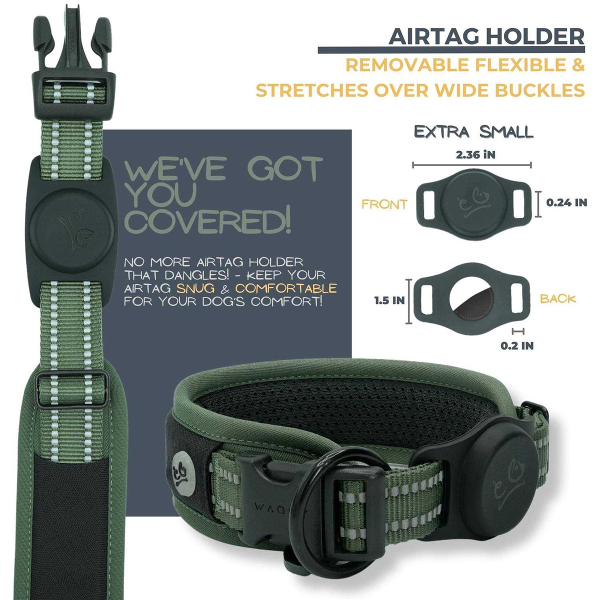Adjustable Heavy Duty Reflective Padded Dog Collar F5506