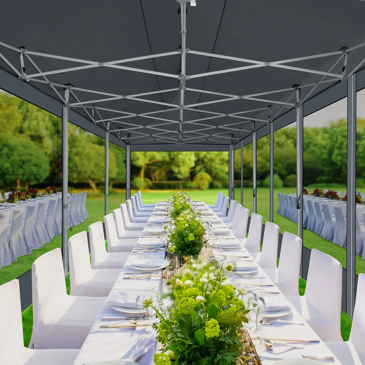 10x15 Heavy Duty Pop up Canopy Tent with Netting and Sidewalls, Black X119754