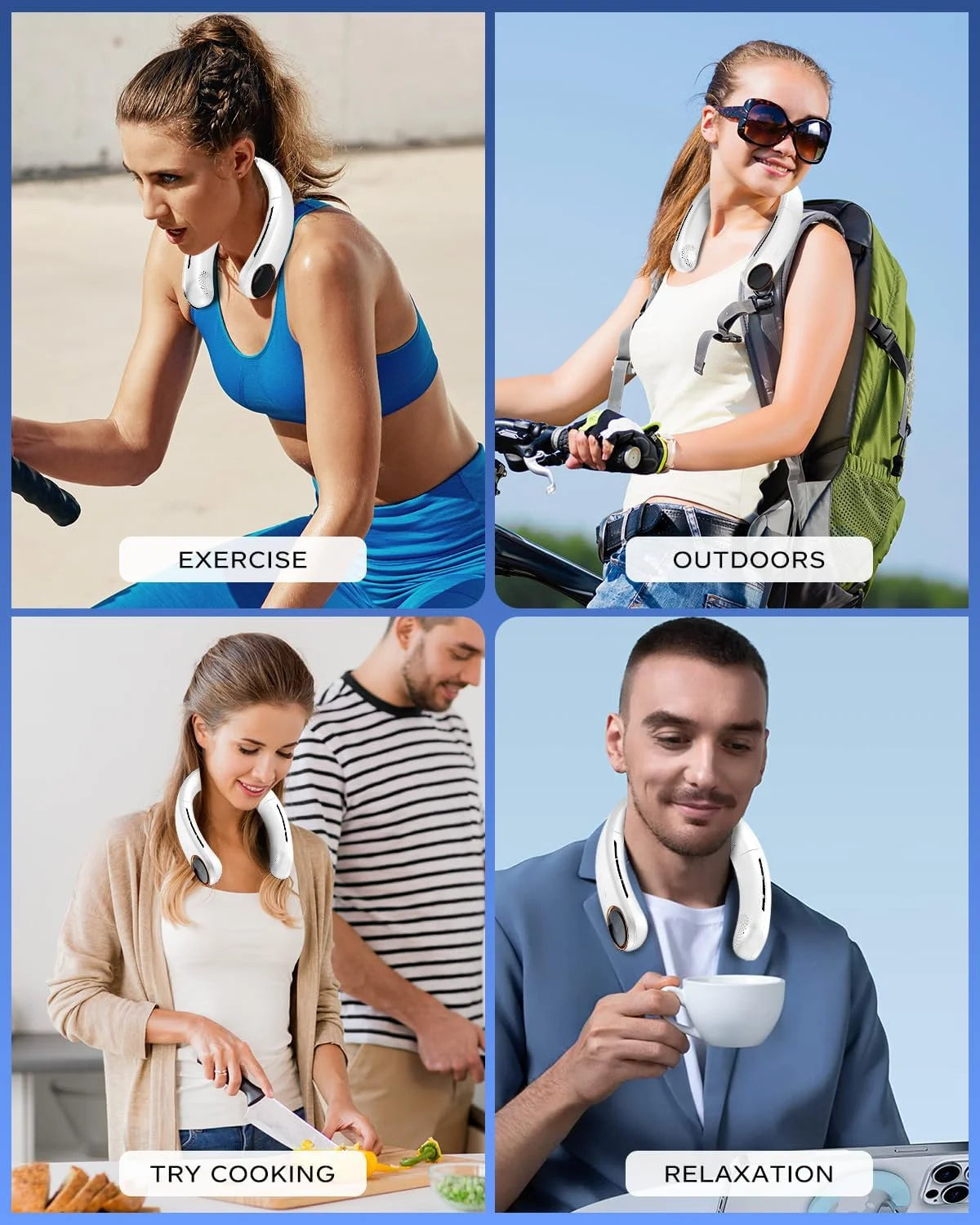 Portable Neck Fan 5200mAh Bladeless Blue H8401