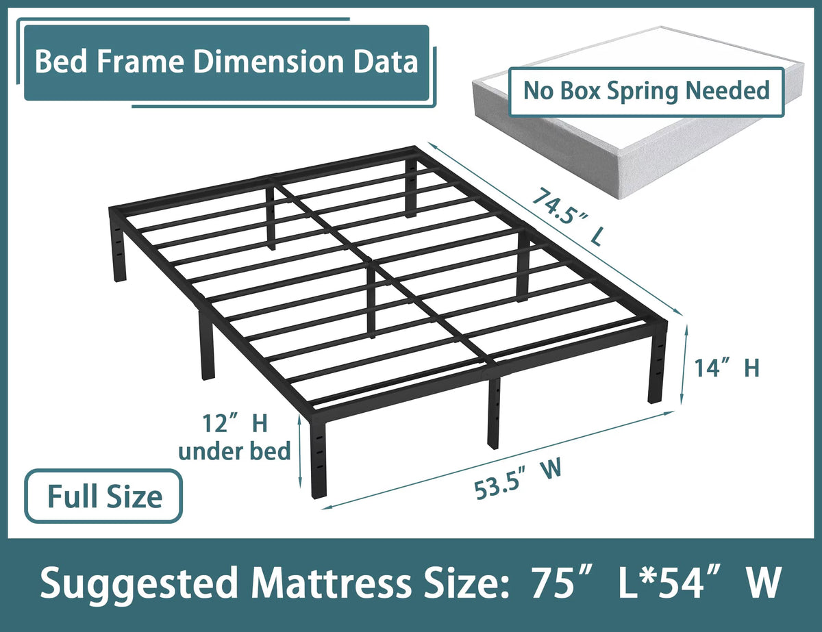 14'' Heavy Duty Full Metal Platform Bed Frame P542900