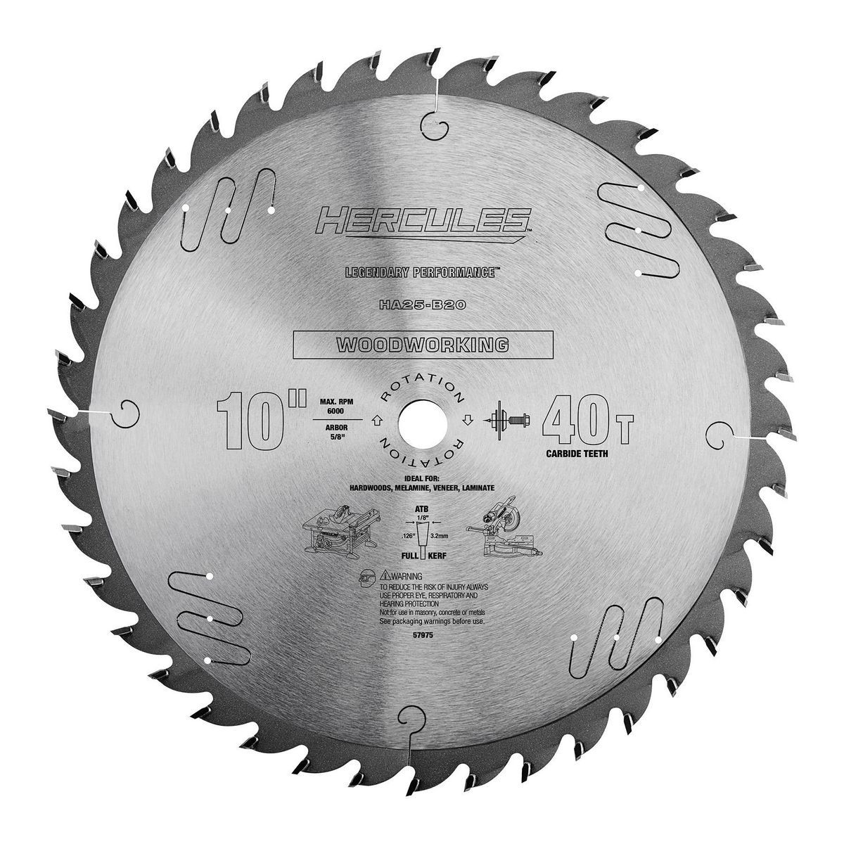 10 in. 40T Woodworking Saw Blade F383521